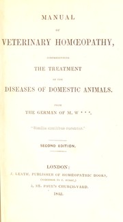 Cover of: Manual of veterinary hom¿opathy: comprehending the treatment of the diseases of domestic animals