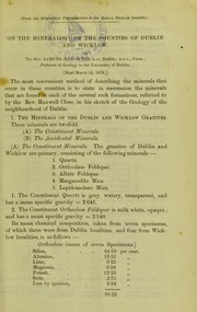 Cover of: On the mineralogy of the counties of Dublin and Wicklow