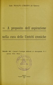 A proposito dell'aspirazione nella cura delle uretriti croniche by Adolfo Cariani