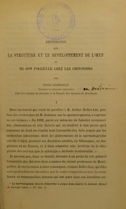 Cover of: Recherches sur la structure et le d©♭veloppement de l'oeuf et de son follicule chez les chitonides