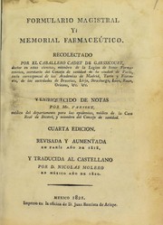 Cover of: Formulario magistral y memorial farmace©ðtico ...