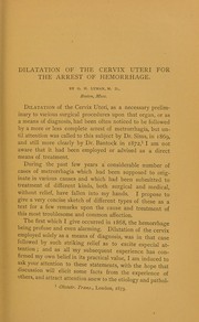 Dilatation of the cervix uteri for the arrest of hemorrhage by George Hinckley Lyman