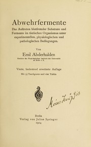 Cover of: Abwehrfermente by Abderhalden, Emil