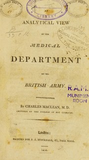 Cover of: An analytical view of the Medical Department of the British Army