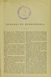 Cover of: Remarks on hydrophobia: read before the Philadelphia County Medical Society, May 23, 1883