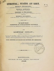 Th©·se pr©♭sent©♭e et publiquement soutenue ©  la Facult©♭ de m©♭decine de Montpellier, le 6 janvier 1840 by Constant Bouton