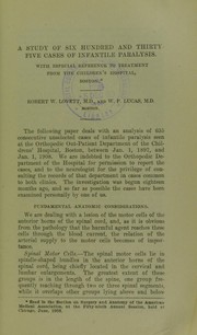Cover of: A study of six hundred and thirty-five cases of infantile paralysis: with especial reference to treatment : from the Children's Hospital, Boston