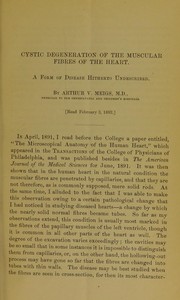 Cover of: Cystic degeneration of the muscular fibres of the heart: a form of disease hitherto undescribed