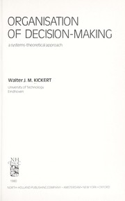 Cover of: Organisation of decision-making: a systems-theoretical approach