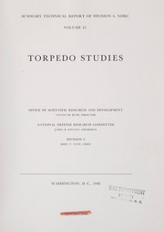Cover of: Torpedo studies by United States. Office of Scientific Research and Development. National Defense Research Committee