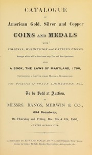 Catalogue of American gold, silver and copper coins and medals by Edward Cogan
