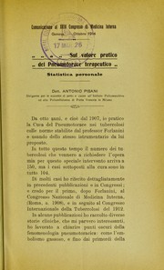 Cover of: Sul valore pratico del pneumotorace terapeutico by Antonio Pisani