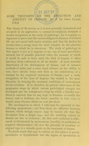 Cover of: Some thoughts on the evolution and affinity of disease by Frederick Le Gros Clark
