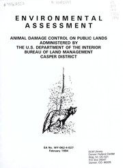 Cover of: Environmental assessment: animal damage control on public lands