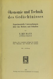 Cover of: ©konomie und Technik des Ged©Þchtnisses by Ernst Meumann
