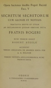Cover of: Opera hactenus inedita Rogeri Baconi ...