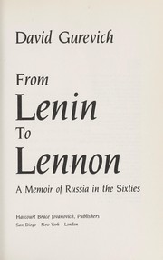 Cover of: From Lenin to Lennon by David Gurevich
