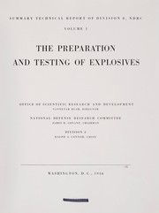 Cover of: The Preparation and testing of explosives by Vannevar Bush, James Bryant Conant, Ralph Connor