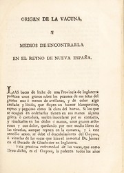 Cover of: Origen de la vacuna, y medios de encontrarla en el Reyno de Nueva Espa©ła