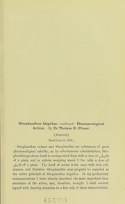 Cover of: Strophanthus hispidus, continued : pharmacological action. (Abstract)