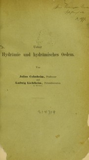 Cover of: Ueber Hydr©Þmie und hydr©Þmisches Oedem by Julius Friedrich Cohnheim