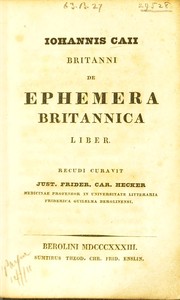 Cover of: De ephemera Britannica. Liber unus, summa cura recognitus