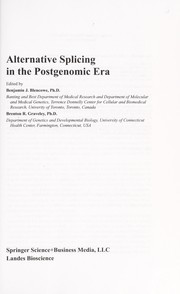 Cover of: Alternative splicing in the postgenomic era by edited by Benjamin J. Blencowe, Brenton R. Graveley.