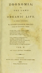 Cover of: Zoonomia : or, The laws of organic life by Erasmus Darwin