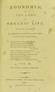 Cover of: Zoonomia : or, The laws of organic life