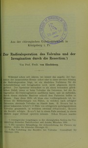 Cover of: Zur Radicaloperation des Volvulus und der Invagination durch die Resection