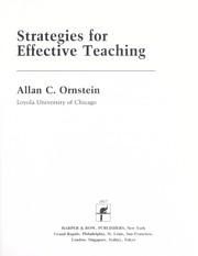 Cover of: Strategies for effective teaching by Allan C. Ornstein