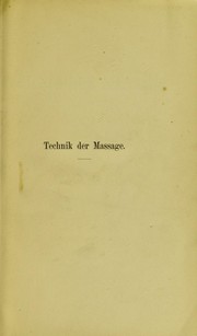 Cover of: Die Technik der Massage by Albert Reibmayr