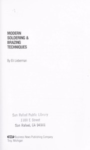 Cover of: Modern soldering & brazing techniques by Eli Lieberman