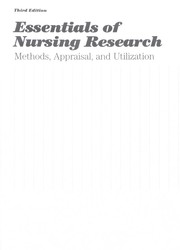 Cover of: Essentials of nursing research: methods, appraisal, and utilization