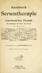 Cover of: Handbuch der Serumtherapie und experimentellen Therapie: ein Handbuch f©ơr Klinik und Praxis