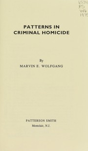 Cover of: Patterns in criminal homicide