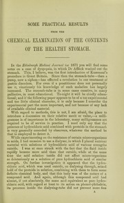 Cover of: Some practical results from the chemical examination of the contents of the healthy stomach