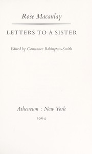 Cover of: Letters to a sister.