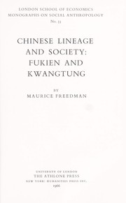 Cover of: Chinese lineage and society: Fukien and Kwangtung