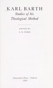 Cover of: Karl Barth, studies of his theological method