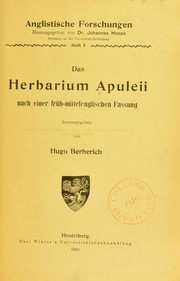 Cover of: Das Herbarium Apuleii : nach einer fr©ơh-mittelenglischen fassung by Apuleius