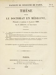 Cover of: Th©·se pour le doctorat en m©♭decine: pr©♭sent©♭e et soutenue le 4 janvier 1839