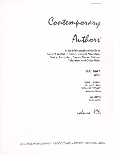Contemporary Authors, Vol. 116 by Hal May