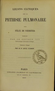 Cover of: Le©ʹons cliniques sur la phthisie pulmonaire