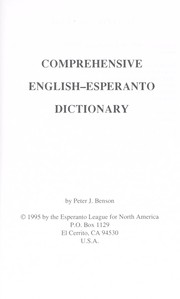Cover of: Comprehensive English-Esperanto Dictionary