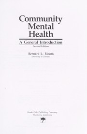 Cover of: Community mental health: a general introduction