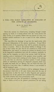Cover of: A plea for early operation in diseases of the antrum of Highmore | William Hudson Daly