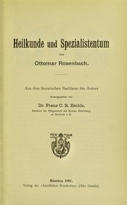 Cover of: Heilkunde und Spezialisten ...