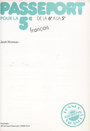 Cover of: Passeport pour la 5e, franc ʹais by Jean Moreau