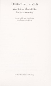 Cover of: Deutschland erzählt: von Rainer Maria Rilke bis Peter Handke